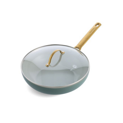 Padova Smokey Sky Blue Wok with Lid 28cm