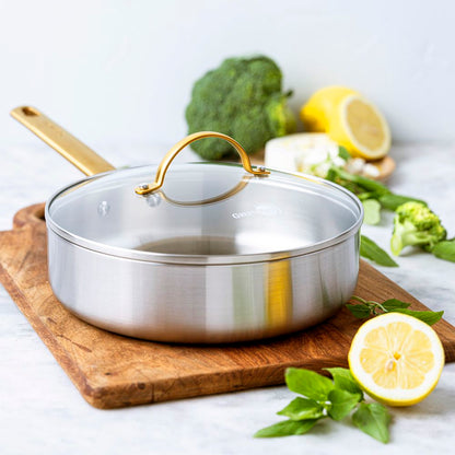 GreenPan Padova Stainless Steel Sauté Pan with Lid 24cm